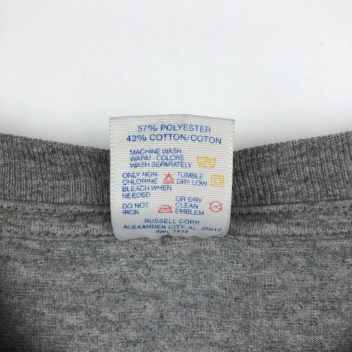 80s-90'S Jerzees Heavy Weight Triple Print College T-Shirt, Made in USA, Men's XL equivalent, Vintage polyester gray type Vintage Second Hand