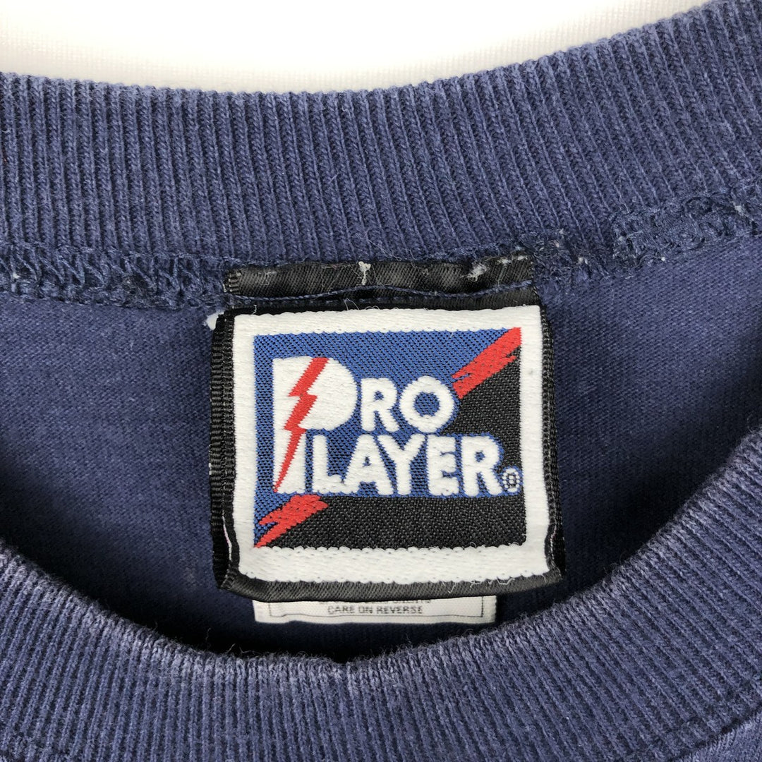 90'S PRO PLAYER MICHIGAN University of Michigan College T-shirt, Men's XL equivalent, Vintage cotton navy blue type Vintage Second Hand
