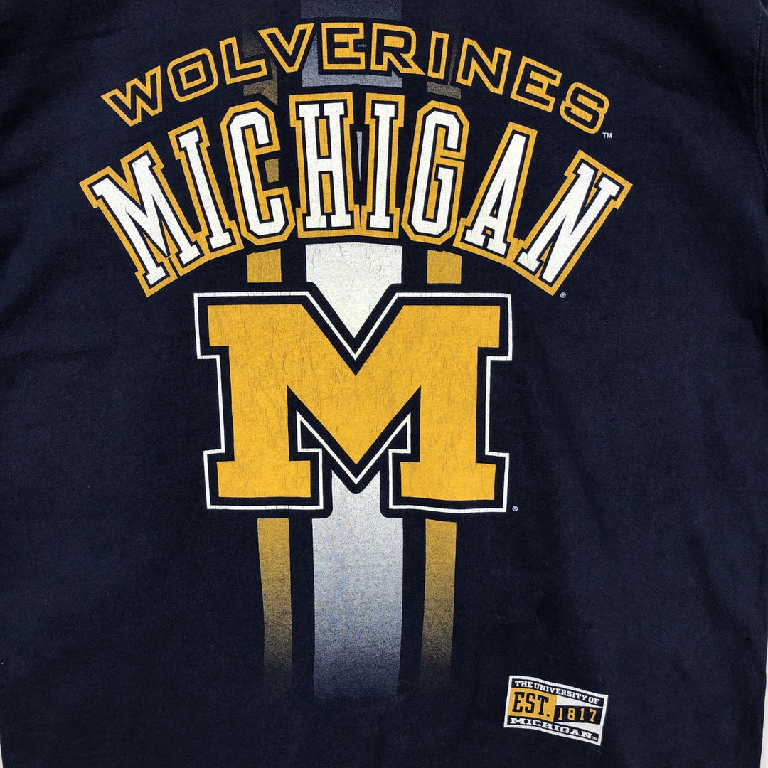 90'S PRO PLAYER MICHIGAN University of Michigan College T-shirt, Men's XL equivalent, Vintage cotton navy blue type Vintage Second Hand