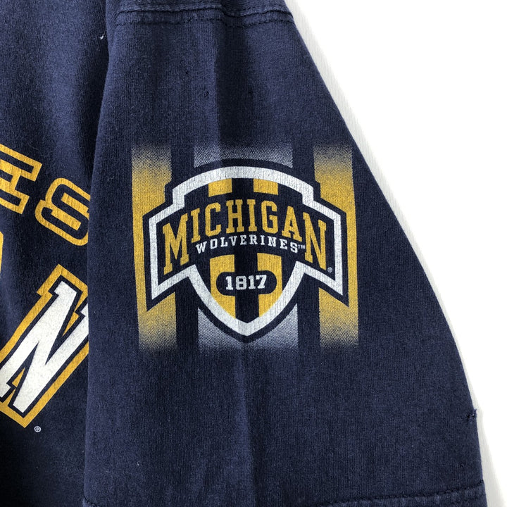 90'S PRO PLAYER MICHIGAN University of Michigan College T-shirt, Men's XL equivalent, Vintage cotton navy blue type Vintage Second Hand