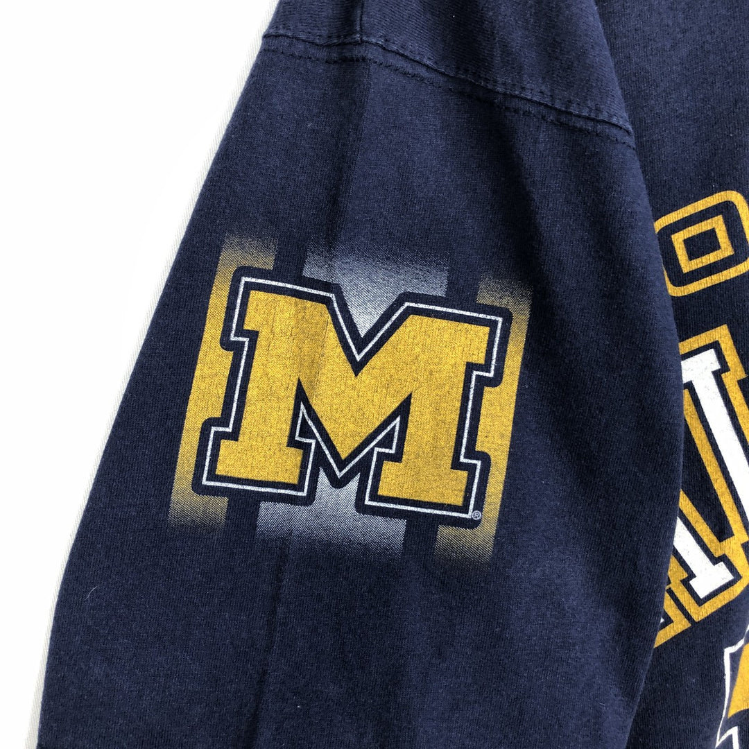 90'S PRO PLAYER MICHIGAN University of Michigan College T-shirt, Men's XL equivalent, Vintage cotton navy blue type Vintage Second Hand