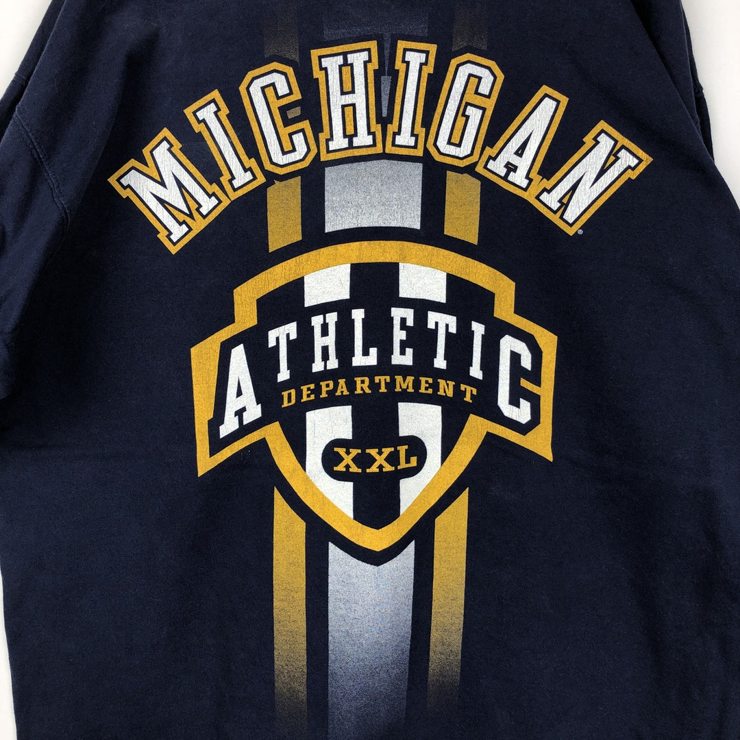 90'S PRO PLAYER MICHIGAN University of Michigan College T-shirt, Men's XL equivalent, Vintage cotton navy blue type Vintage Second Hand