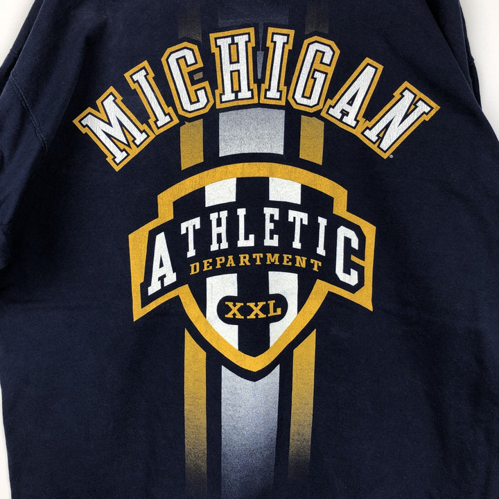 90'S PRO PLAYER MICHIGAN University of Michigan College T-shirt, Men's XL equivalent, Vintage cotton navy blue type Vintage Second Hand