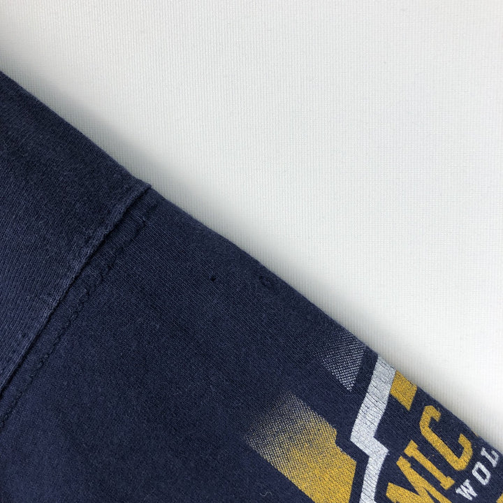 90'S PRO PLAYER MICHIGAN University of Michigan College T-shirt, Men's XL equivalent, Vintage cotton navy blue type Vintage Second Hand