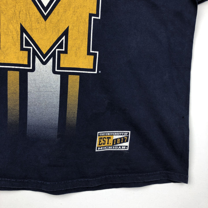 90'S PRO PLAYER MICHIGAN University of Michigan College T-shirt, Men's XL equivalent, Vintage cotton navy blue type Vintage Second Hand