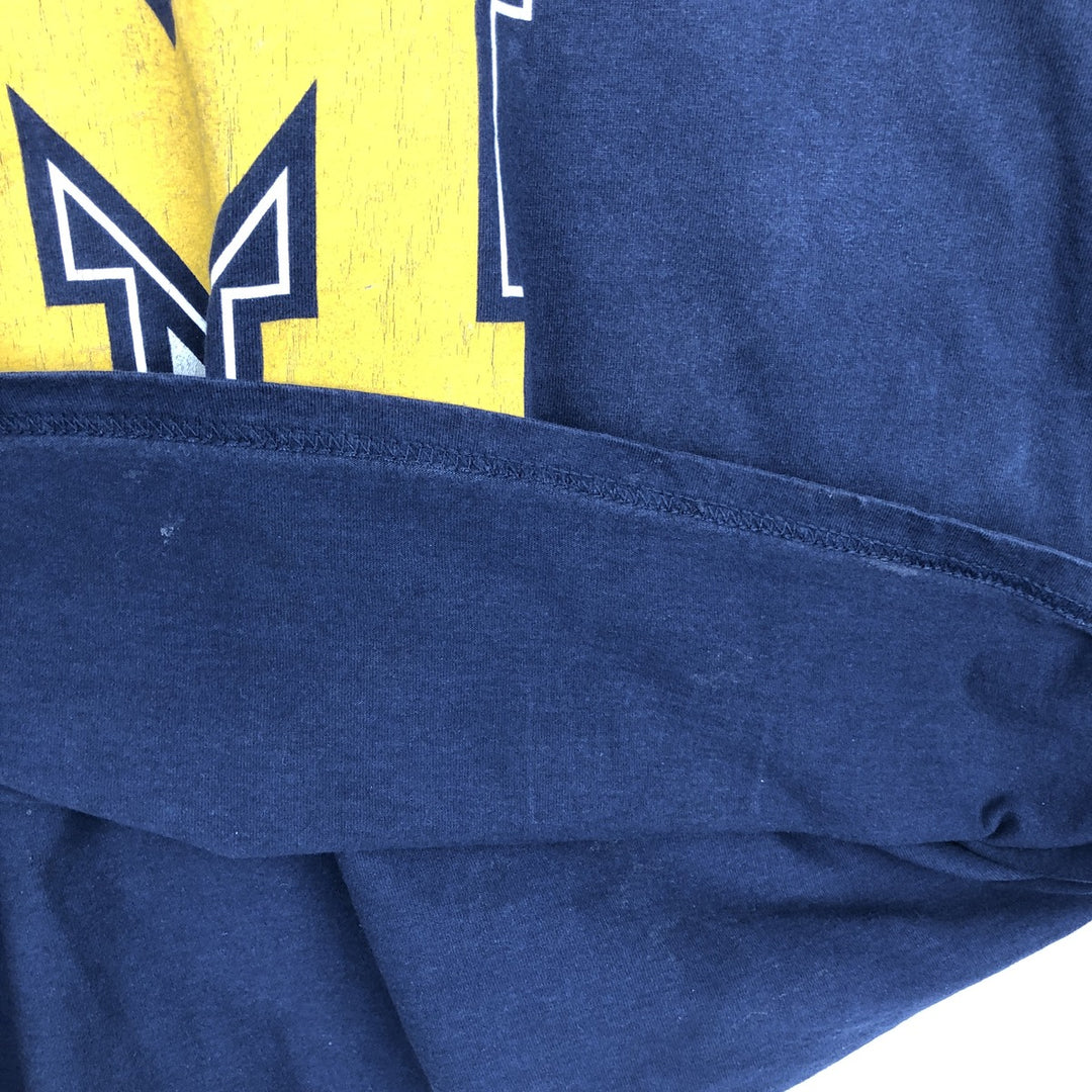 90'S PRO PLAYER MICHIGAN University of Michigan College T-shirt, Men's XL equivalent, Vintage cotton navy blue type Vintage Second Hand