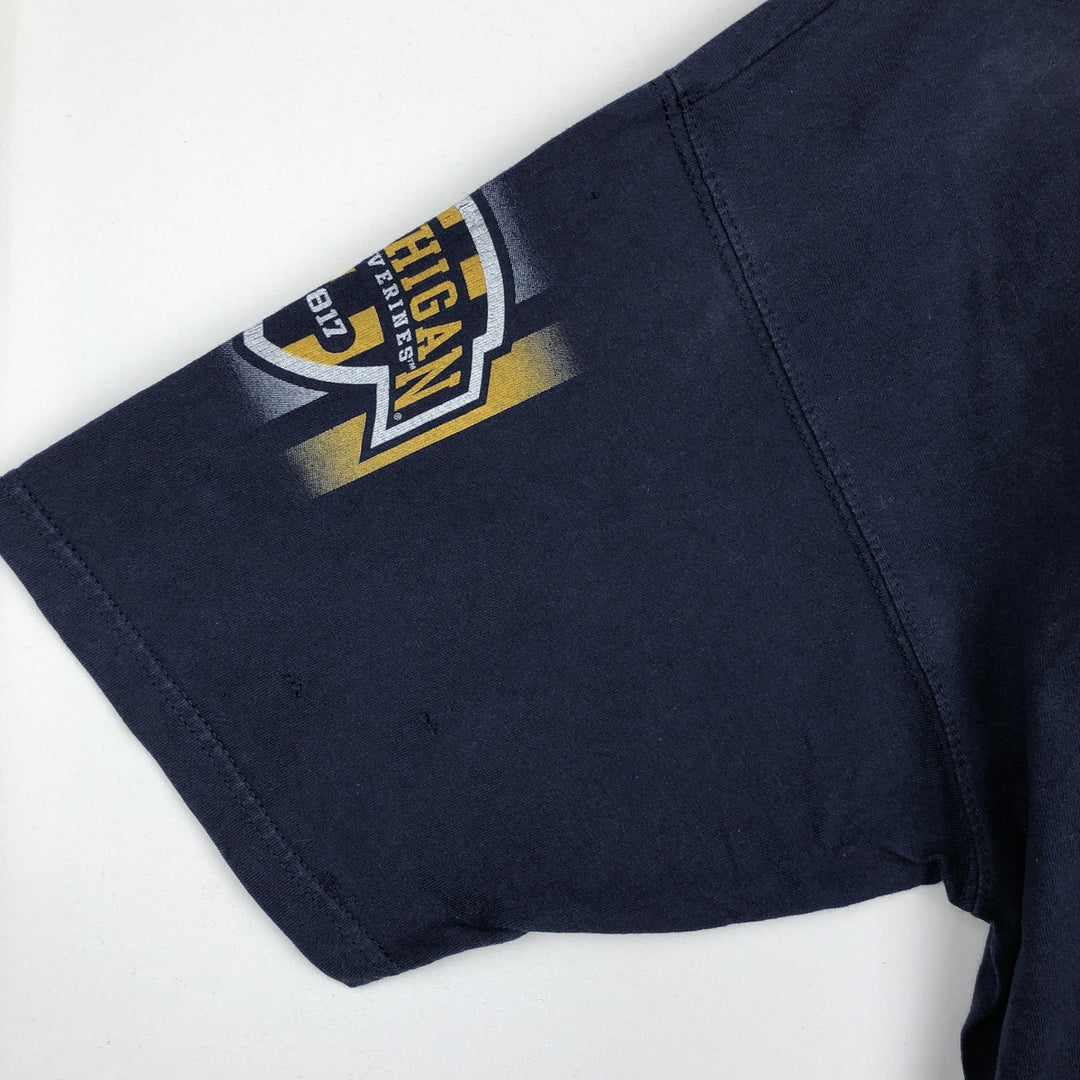 90'S PRO PLAYER MICHIGAN University of Michigan College T-shirt, Men's XL equivalent, Vintage cotton navy blue type Vintage Second Hand