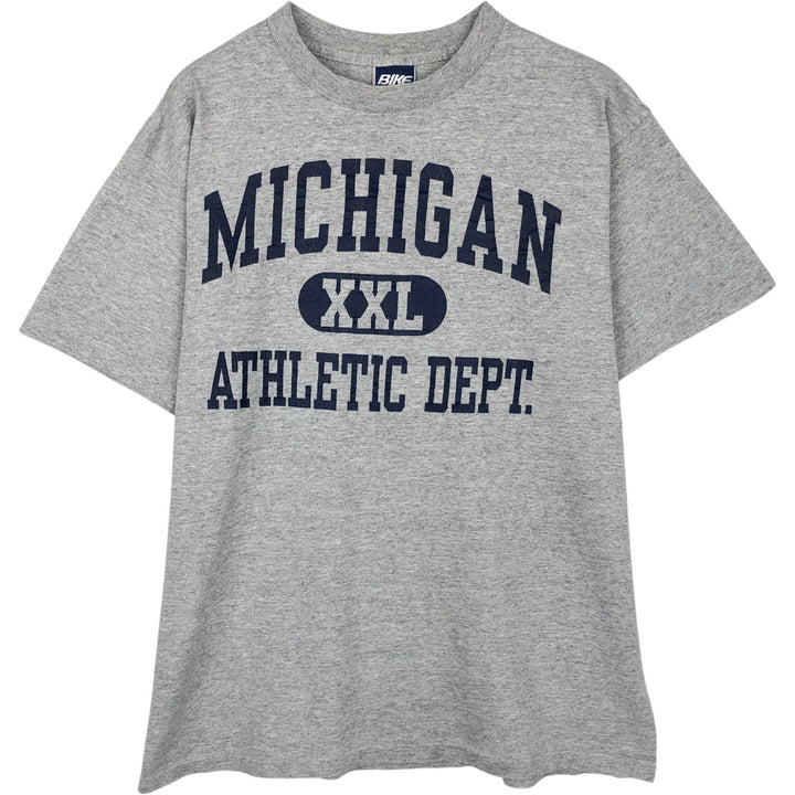 90'S BIKE MICHIGAN University of Michigan Triple Print College T-Shirt, Made in USA, Men's Size L (Equivalent), Vintage cotton gray type Vintage Second Hand