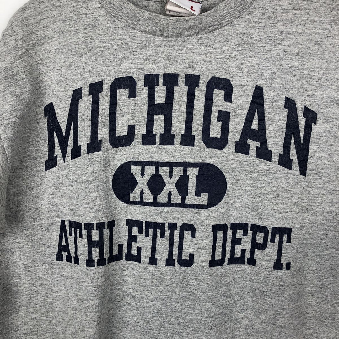 90'S BIKE MICHIGAN University of Michigan Triple Print College T-Shirt, Made in USA, Men's Size L (Equivalent), Vintage cotton gray type Vintage Second Hand