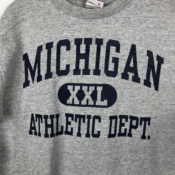 90'S BIKE MICHIGAN University of Michigan Triple Print College T-Shirt, Made in USA, Men's Size L (Equivalent), Vintage cotton gray type Vintage Second Hand