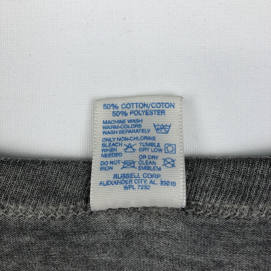 90'S Russell Triple Print College T-Shirt, Made in USA, Men's Size L (Equivalent), Vintage cotton gray type Vintage Second Hand