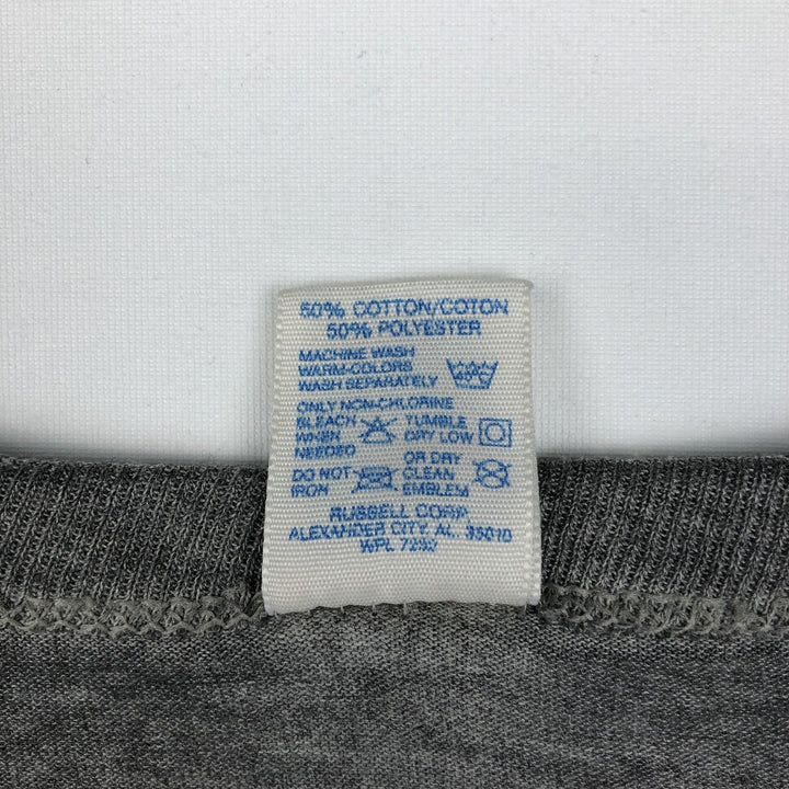 90'S Russell Triple Print College T-Shirt, Made in USA, Men's Size L (Equivalent), Vintage cotton gray type Vintage Second Hand