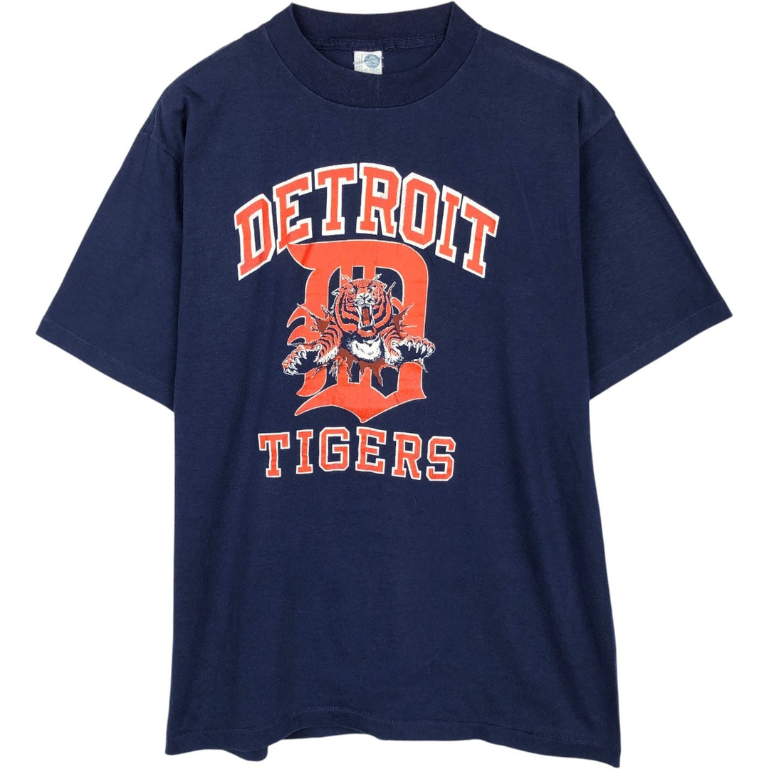 ~90'S ARTEX MLB DETROIT TIGERS Sports Print T-Shirt, Men's Size M (Equivalent), Vintage cotton navy blue type Vintage Second Hand