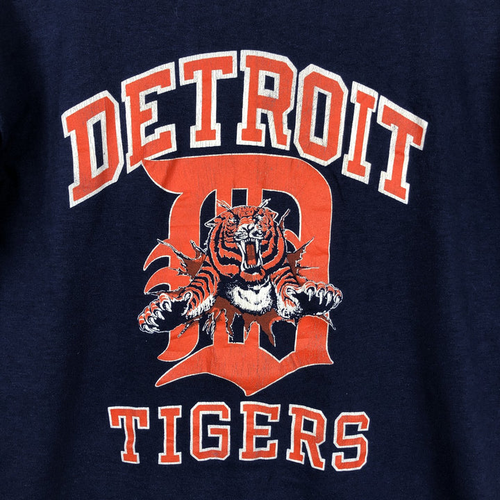 ~90'S ARTEX MLB DETROIT TIGERS Sports Print T-Shirt, Men's Size M (Equivalent), Vintage cotton navy blue type Vintage Second Hand