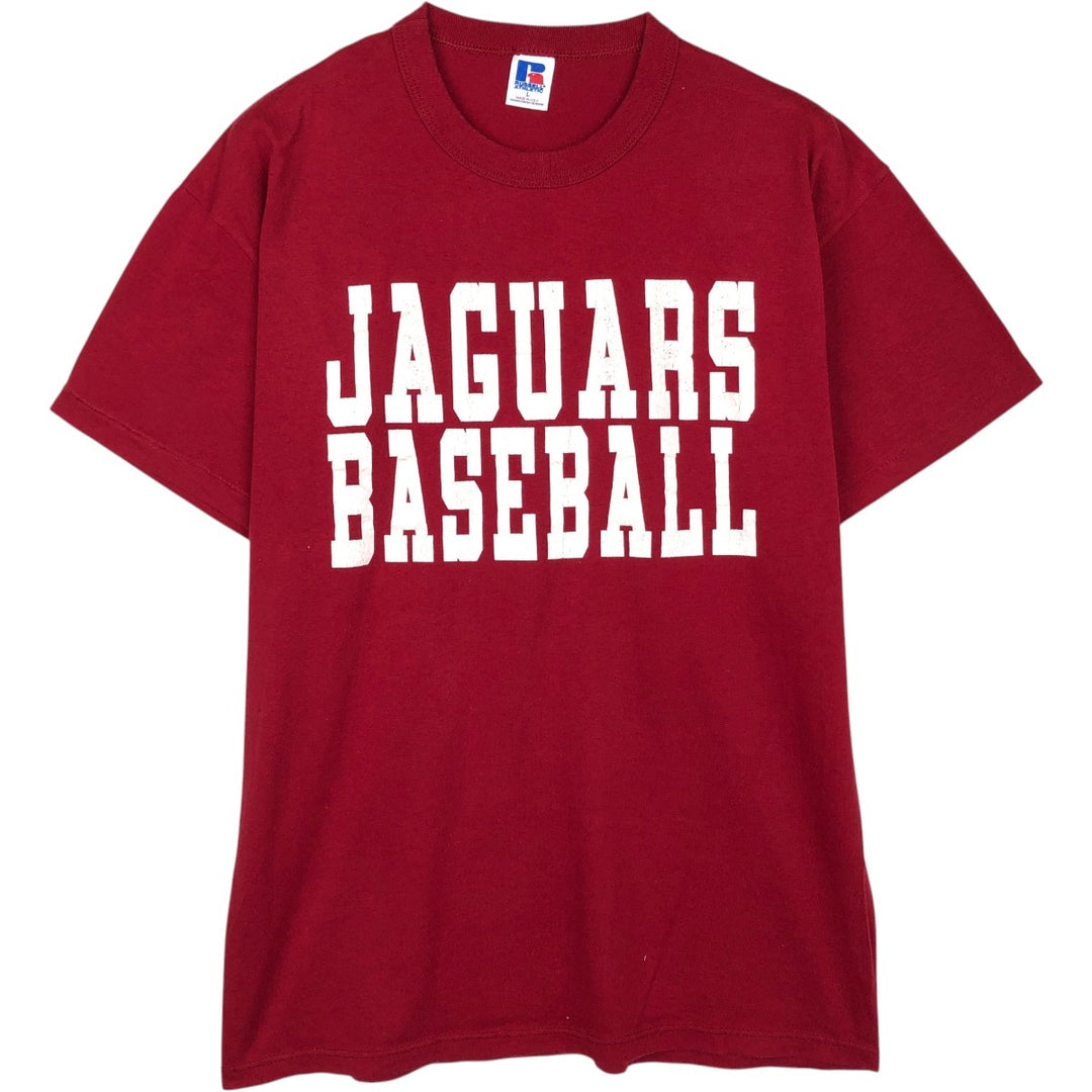90'S Russell College T-shirt, Made in USA, Men's L size, Vintage cotton burgundy type Vintage Second Hand