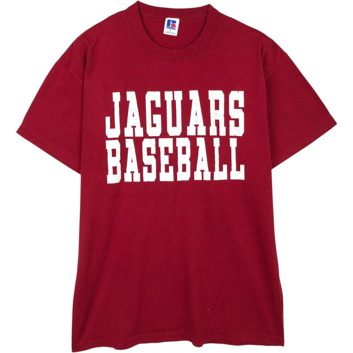 90'S Russell College T-shirt, Made in USA, Men's L size, Vintage cotton burgundy type Vintage Second Hand