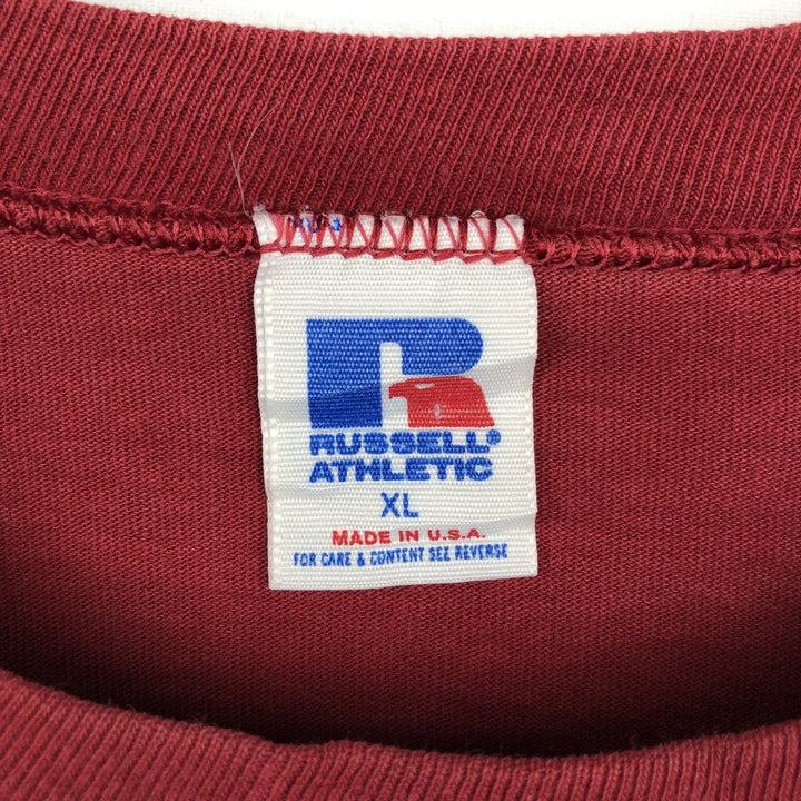 90'S Russell College T-shirt, Made in USA, Men's XL, Vintage cotton burgundy type Vintage Second Hand