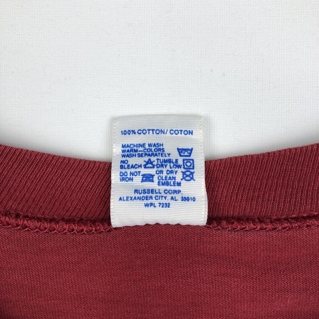 90'S Russell College T-shirt, Made in USA, Men's XL, Vintage cotton burgundy type Vintage Second Hand