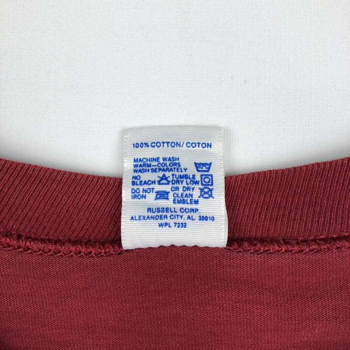 90'S Russell College T-shirt, Made in USA, Men's XL, Vintage cotton burgundy type Vintage Second Hand