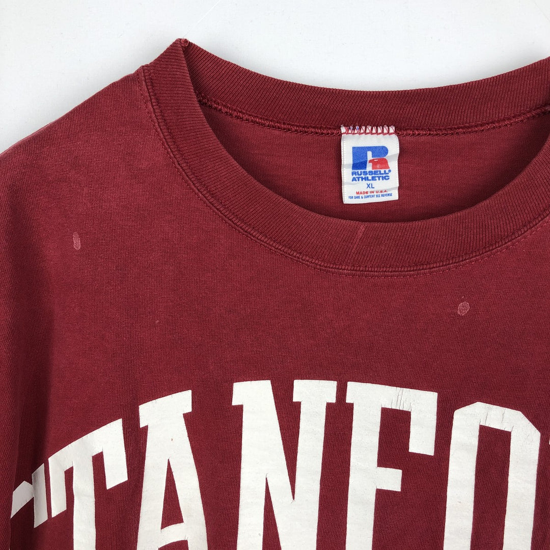 90'S Russell College T-shirt, Made in USA, Men's XL, Vintage cotton burgundy type Vintage Second Hand
