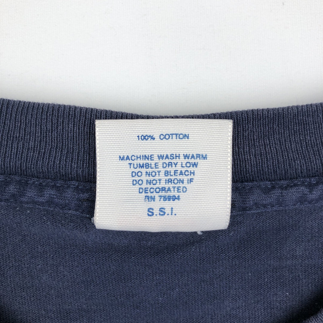 80s-90'S Saturday's Hero Notre Dame University Fighting Irish College T-shirt, Made in USA, Men's XL equivalent. cotton navy blue type Vintage Second Hand