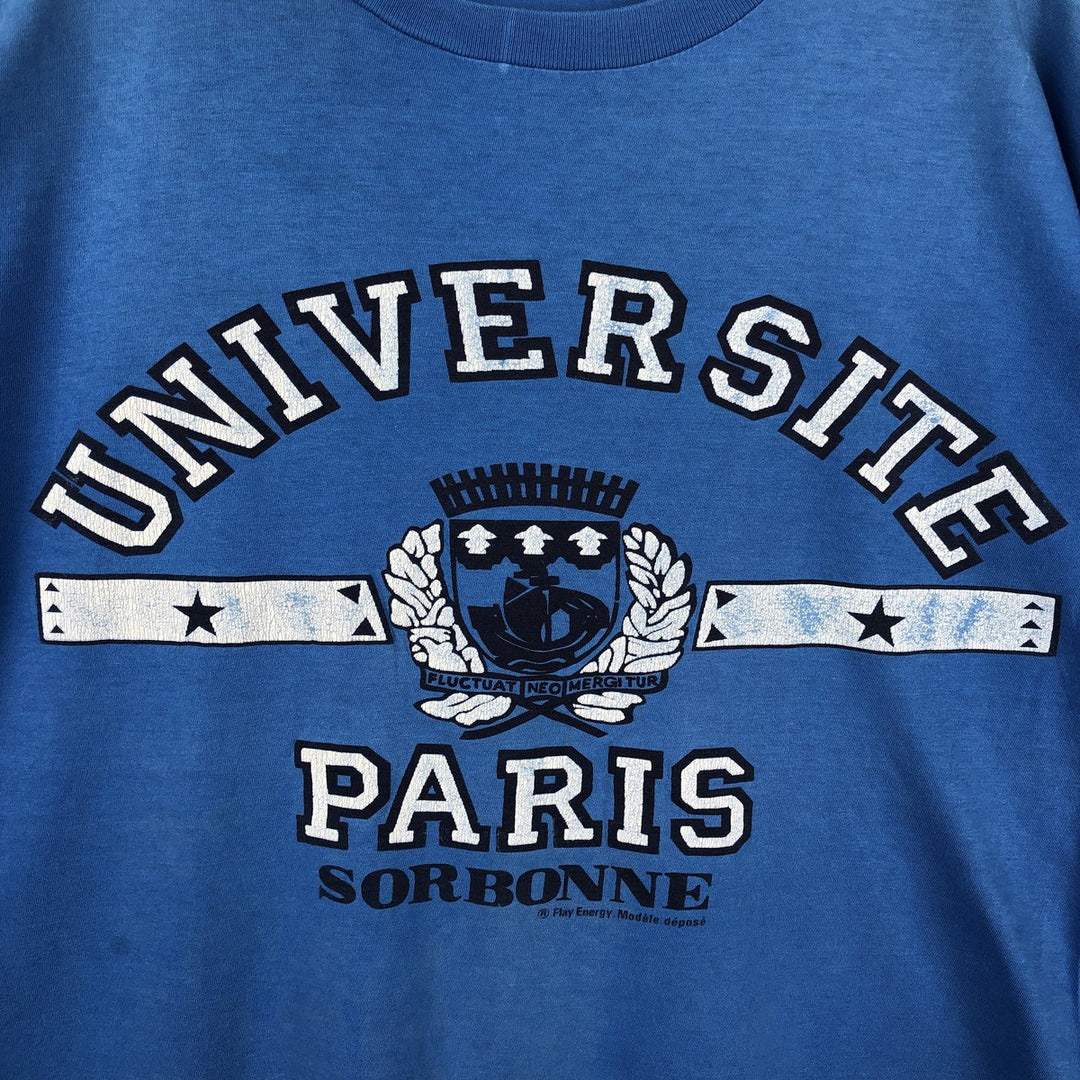 ~90'S College T-shirt, Men's Size M (approx.), Vintage unclear blue type Vintage Second Hand