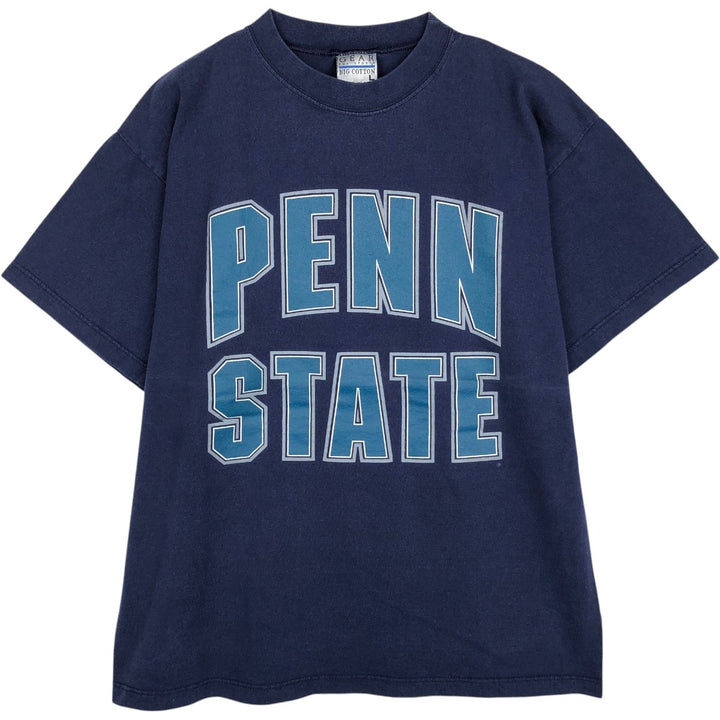 90'S GEAR PENN STATE Pennsylvania State University College T-shirt, Made in USA, Men's Size L (approx.), Vintage cotton navy blue type Vintage Second Hand