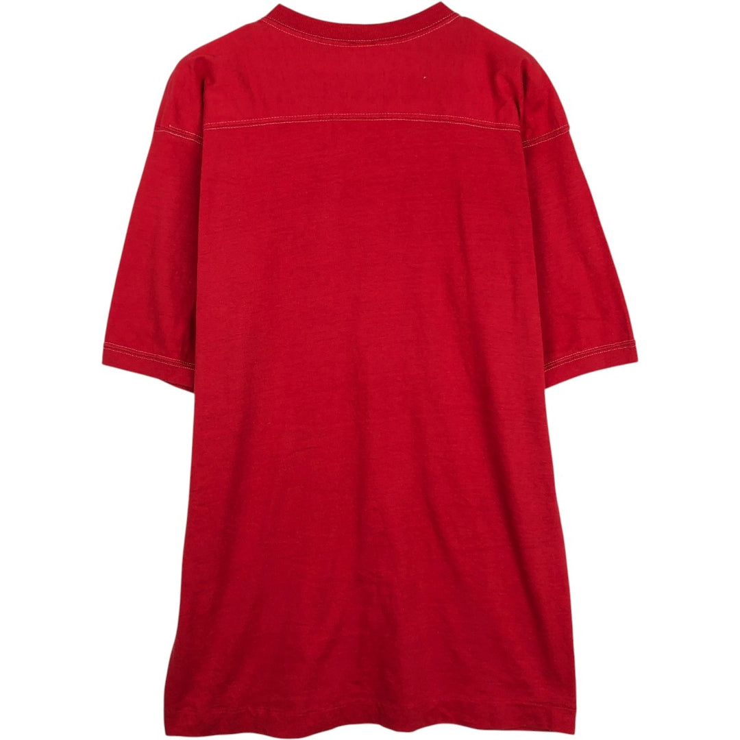 1970'S Downerwear Wisconsin University of Wisconsin Football T-Shirt, Made in USA, Men's XL equivalent, Vintage cotton red type Vintage Second Hand