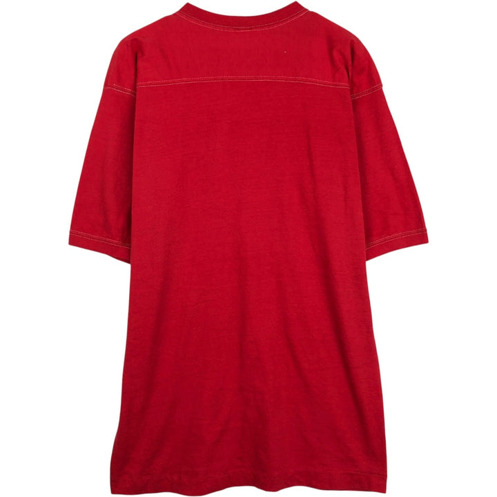 1970'S Downerwear Wisconsin University of Wisconsin Football T-Shirt, Made in USA, Men's XL equivalent, Vintage cotton red type Vintage Second Hand
