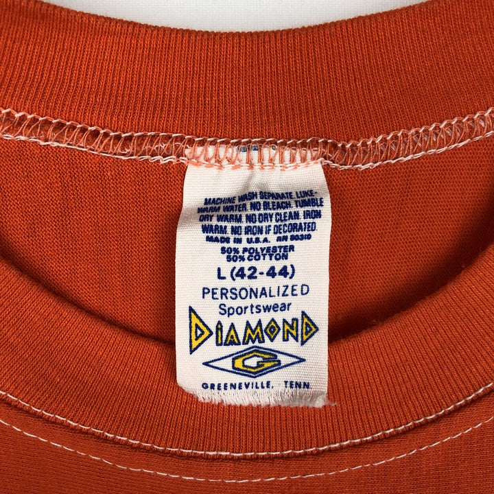 90'S DIAMOND Five-Quarter Sleeve Football T-Shirt, Made in USA, Men's Size L (Equivalent), Vintage cotton orange type Vintage Second Hand