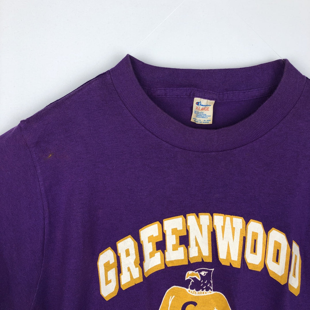 Vintage 1980'S Champion Tricot Tag Triple Print College T-Shirt, Made in USA, Men's XL polyester purple type Vintage Second Hand