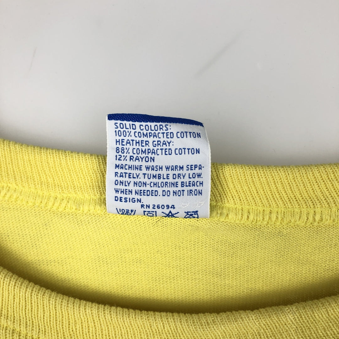 90'S Champion Short-Sleeve T-Shirt with One-Point Logo, Made in USA, Men's XL Equivalent, Vintage cotton yellow type Vintage Second Hand
