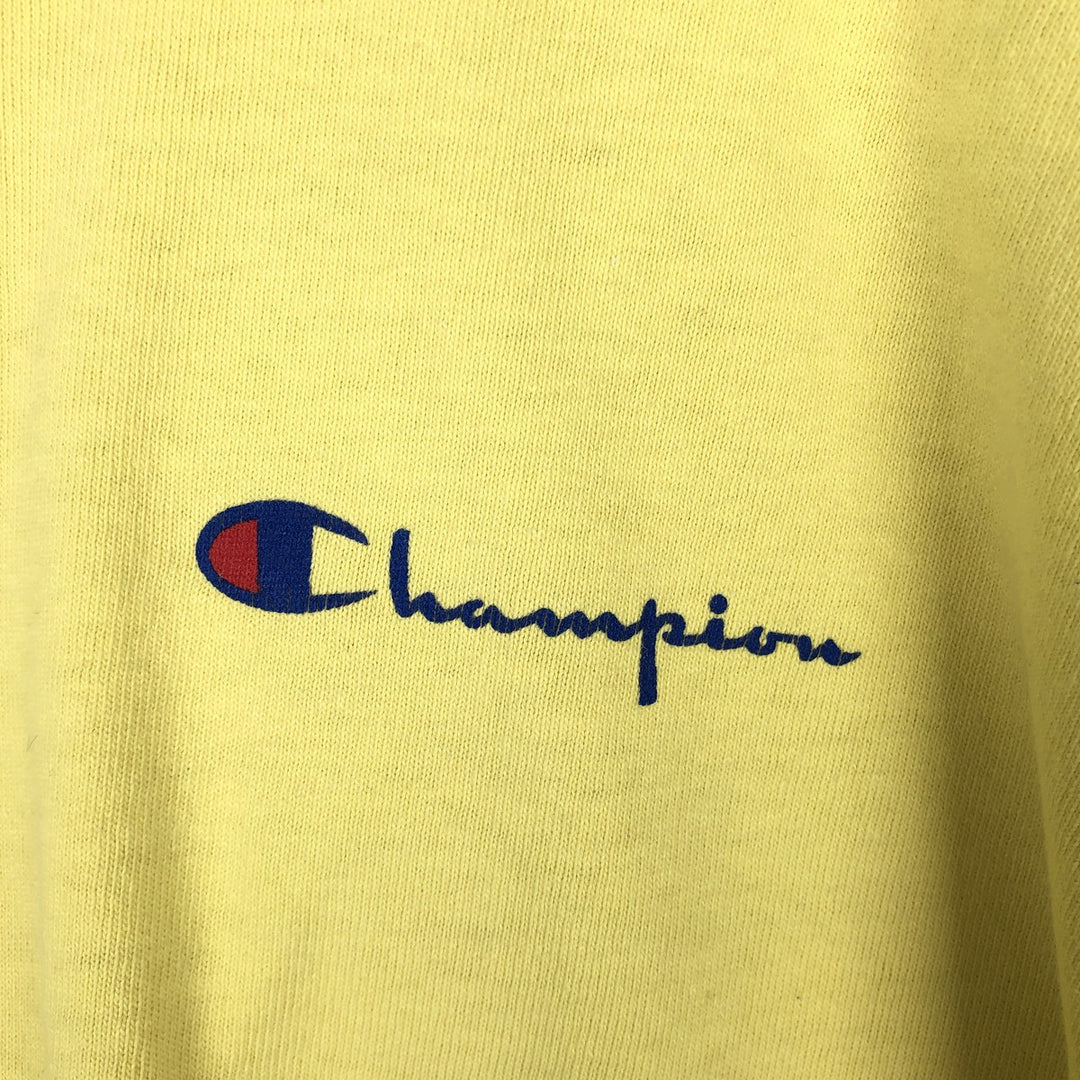 90'S Champion Short-Sleeve T-Shirt with One-Point Logo, Made in USA, Men's XL Equivalent, Vintage cotton yellow type Vintage Second Hand