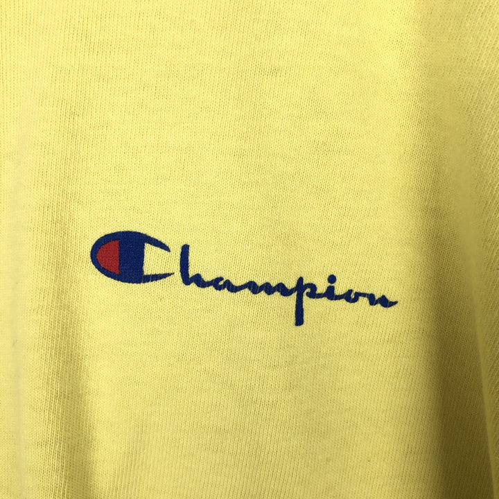90'S Champion Short-Sleeve T-Shirt with One-Point Logo, Made in USA, Men's XL Equivalent, Vintage cotton yellow type Vintage Second Hand