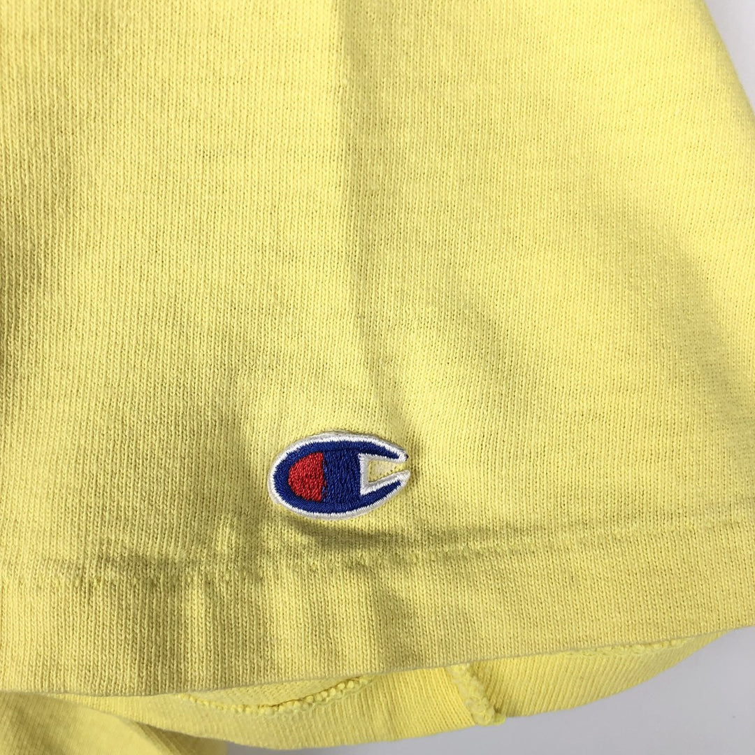 90'S Champion Short-Sleeve T-Shirt with One-Point Logo, Made in USA, Men's XL Equivalent, Vintage cotton yellow type Vintage Second Hand