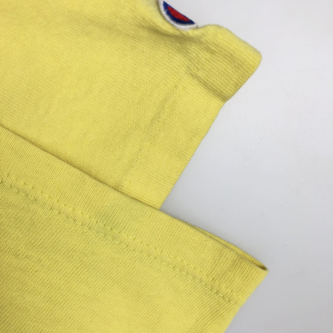90'S Champion Short-Sleeve T-Shirt with One-Point Logo, Made in USA, Men's XL Equivalent, Vintage cotton yellow type Vintage Second Hand