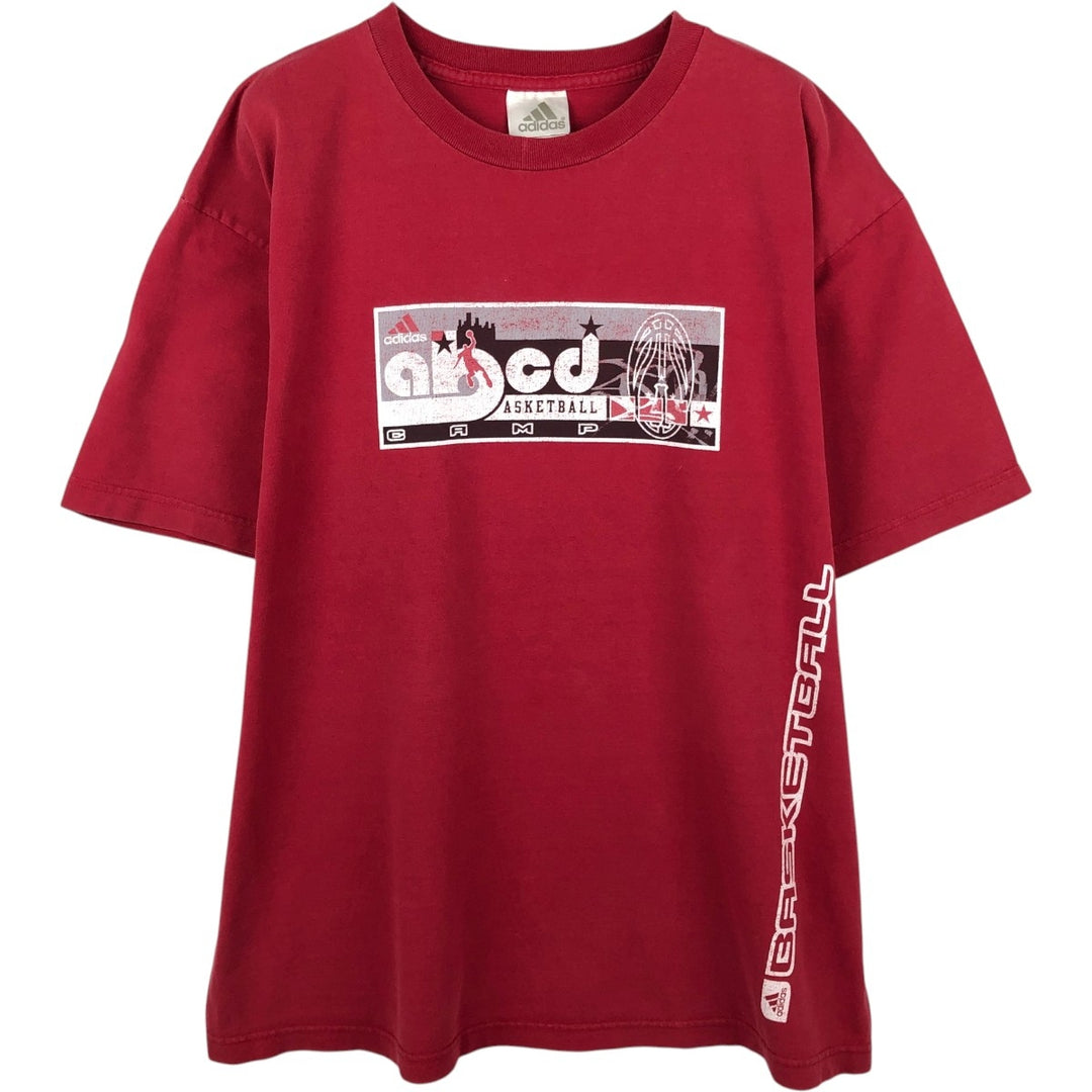 00'S Adidas logo print T-shirt, men's size L cotton red type Vintage Second Hand