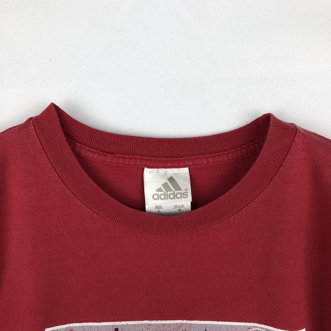 00'S Adidas logo print T-shirt, men's size L cotton red type Vintage Second Hand