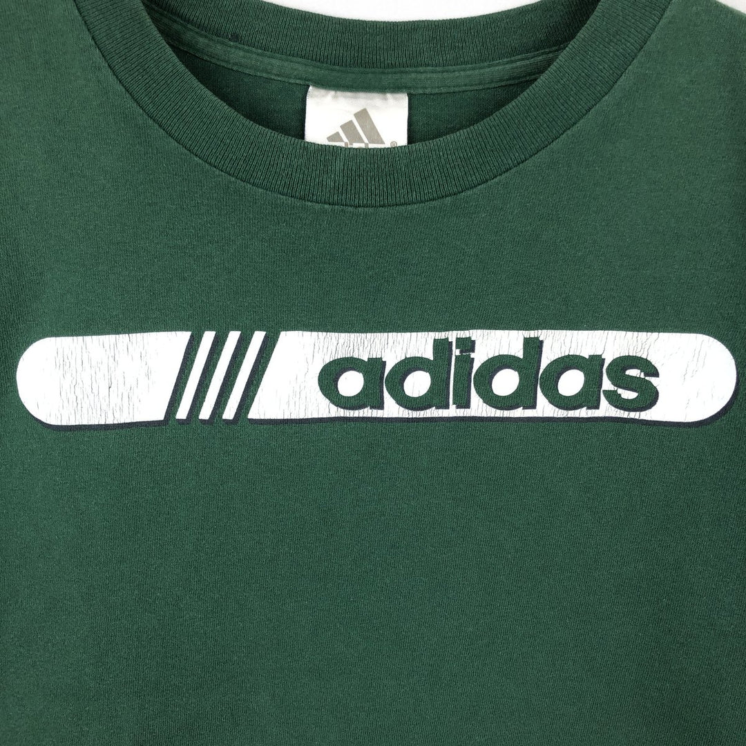 Adidas logo print T-shirt, men's size M (approx.) cotton green type Vintage Second Hand