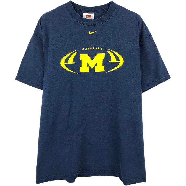 Nike TEAM MICHIGAN University of Michigan Center Logo College T-Shirt, Men's Size L (approx.) cotton navy blue type Vintage Second Hand