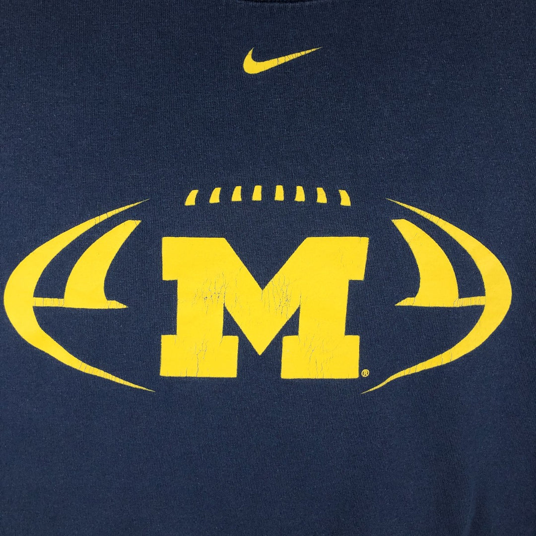Nike TEAM MICHIGAN University of Michigan Center Logo College T-Shirt, Men's Size L (approx.) cotton navy blue type Vintage Second Hand