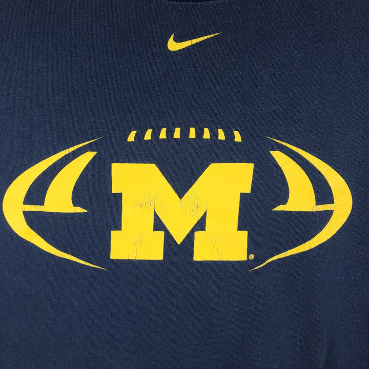 Nike TEAM MICHIGAN University of Michigan Center Logo College T-Shirt, Men's Size L (approx.) cotton navy blue type Vintage Second Hand