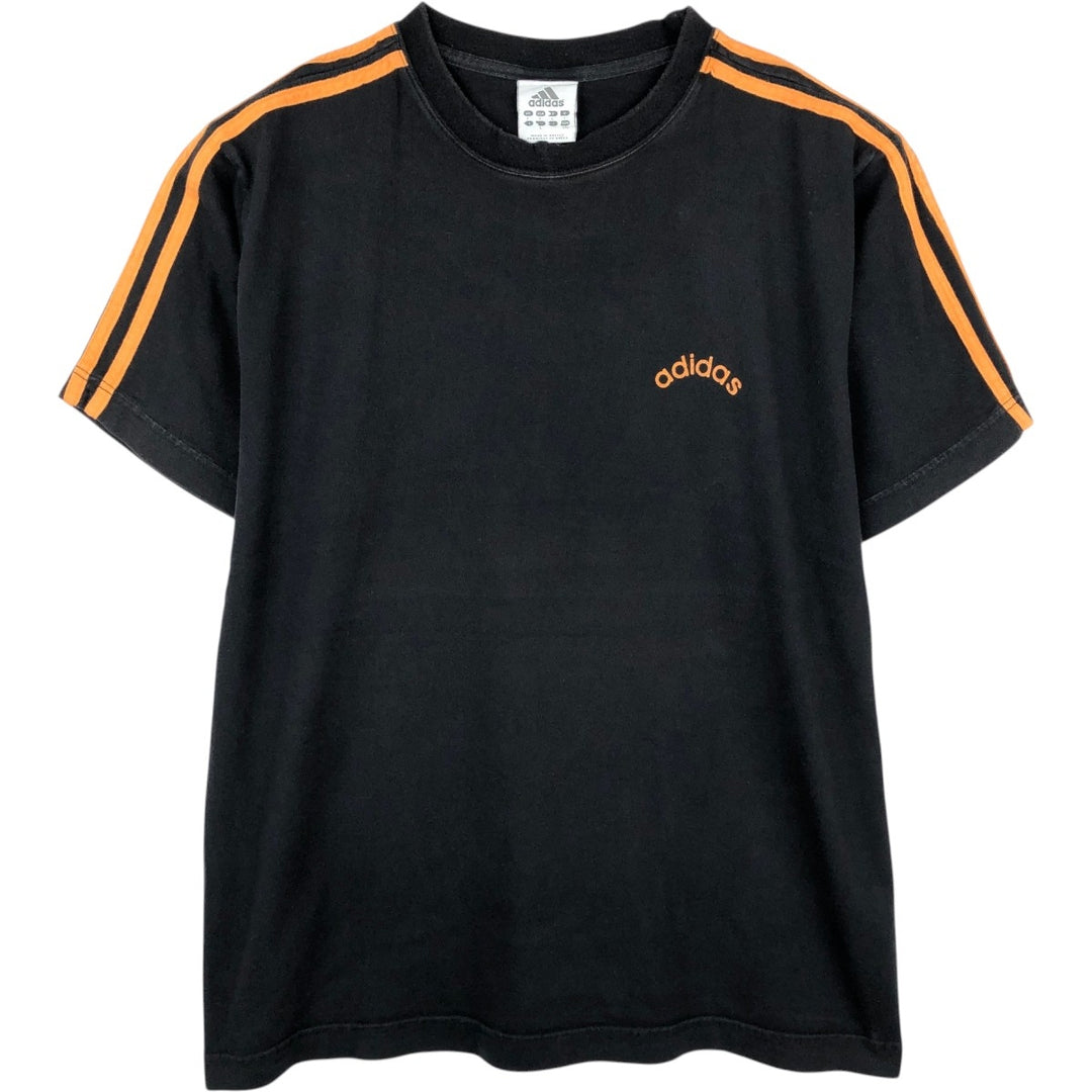 Adidas logo print T-shirt, men's size L cotton black type Vintage Second Hand