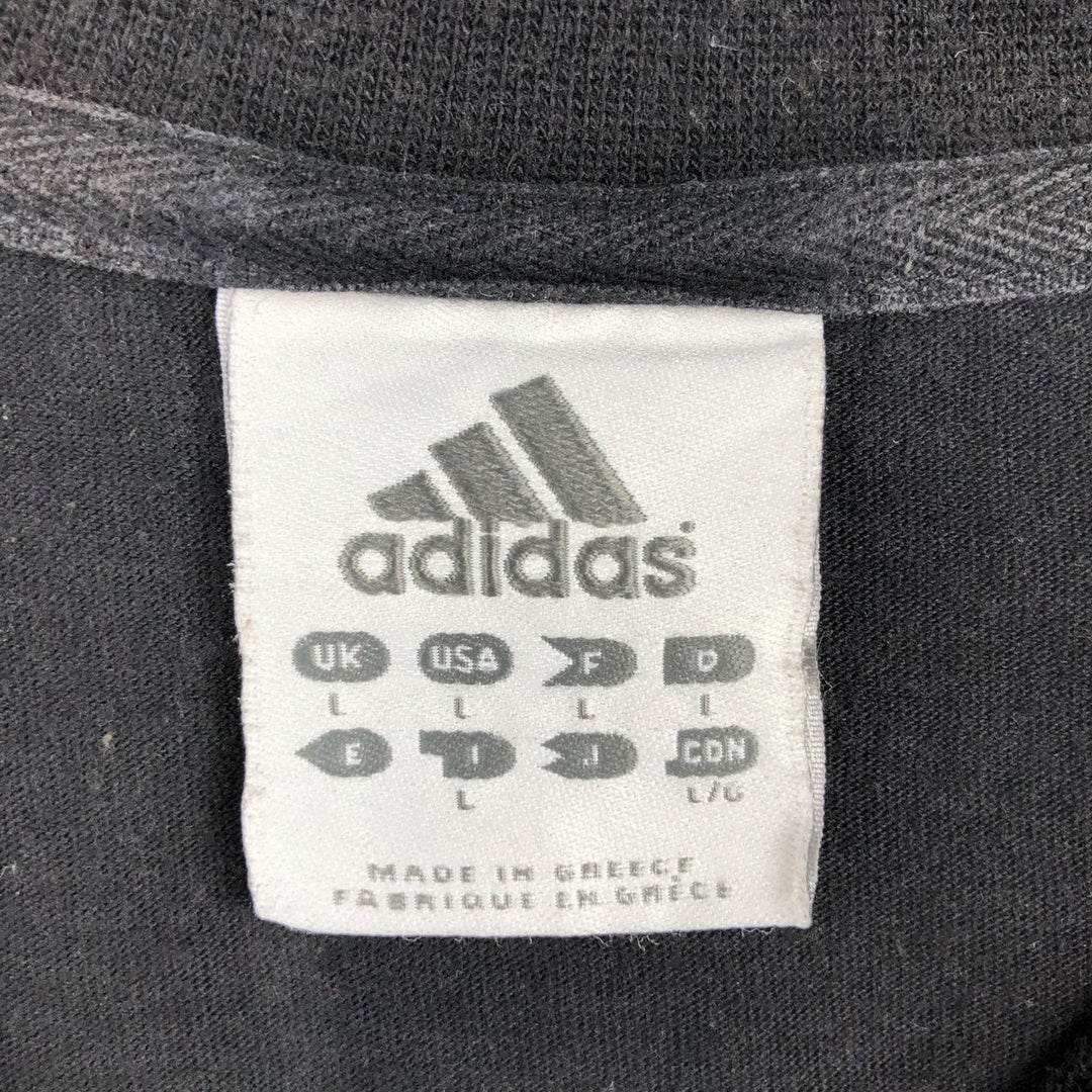 Adidas logo print T-shirt, men's size L cotton black type Vintage Second Hand