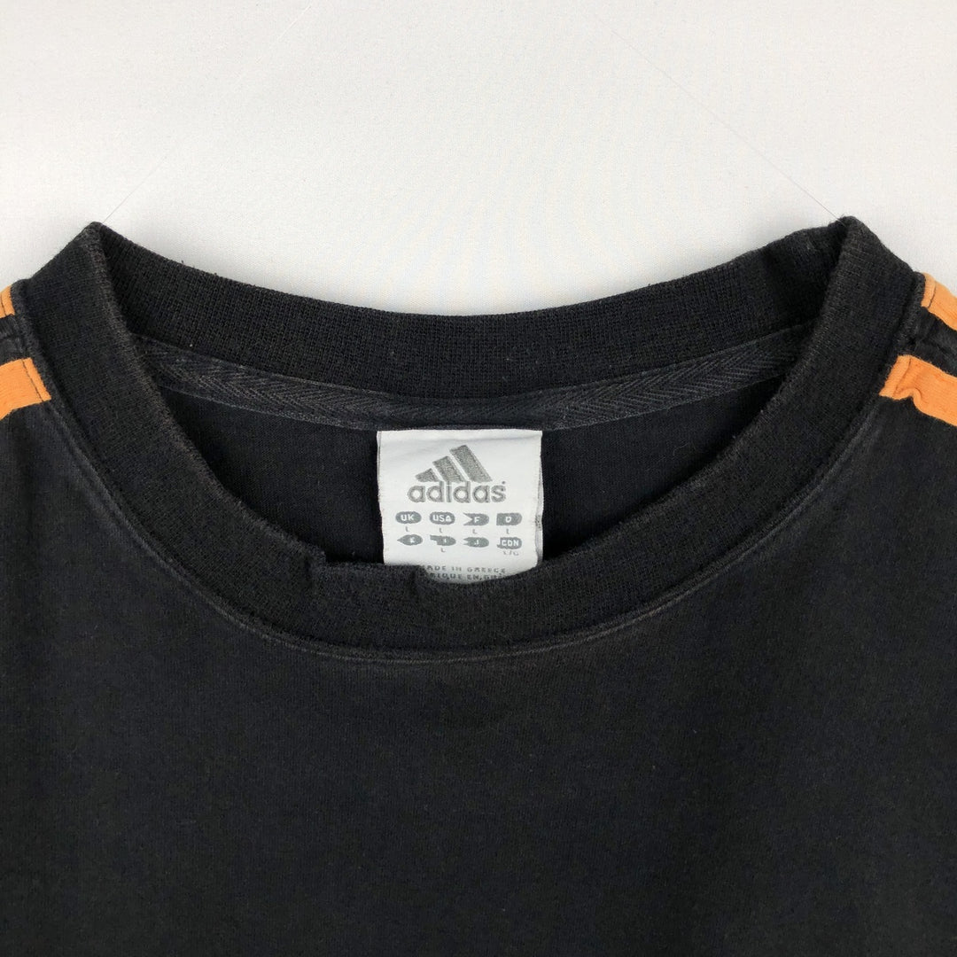 Adidas logo print T-shirt, men's size L cotton black type Vintage Second Hand