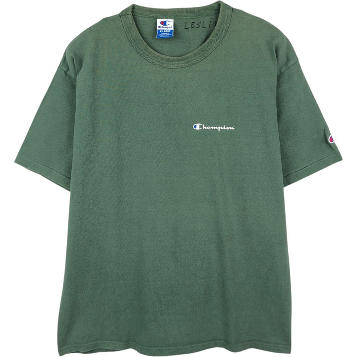 90'S Champion Logo Print T-Shirt Made in USA Men's XL Vintage cotton green type Vintage Second Hand