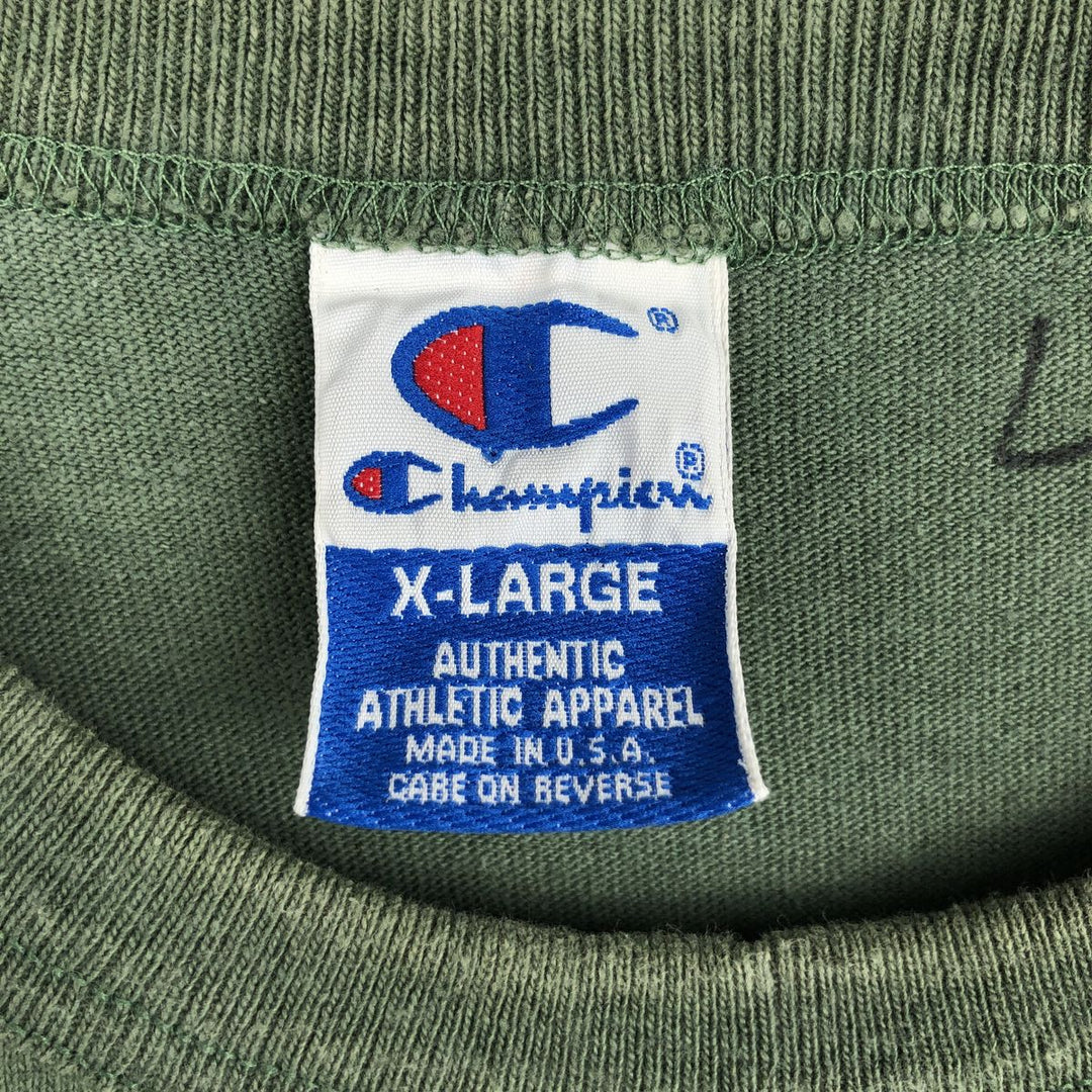 90'S Champion Logo Print T-Shirt Made in USA Men's XL Vintage cotton green type Vintage Second Hand