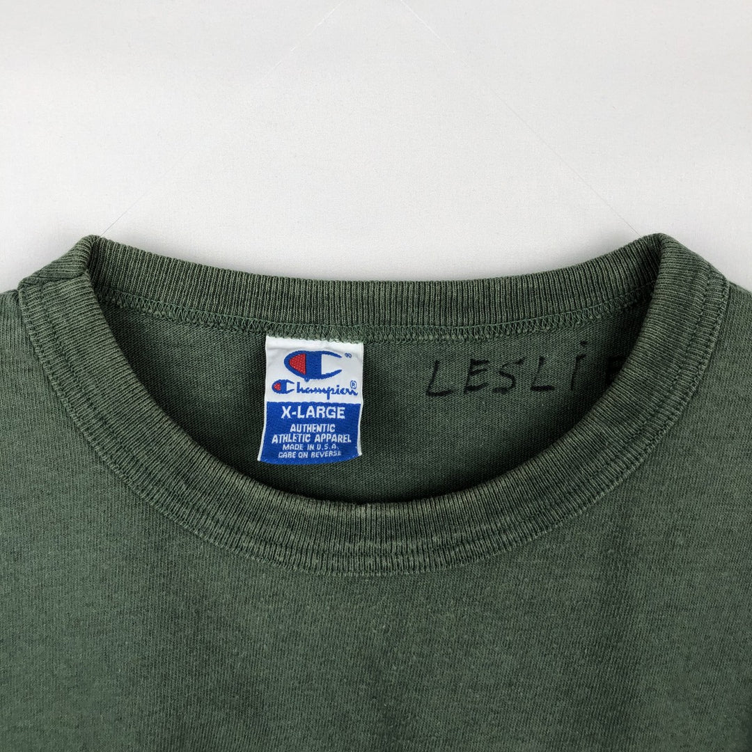 90'S Champion Logo Print T-Shirt Made in USA Men's XL Vintage cotton green type Vintage Second Hand