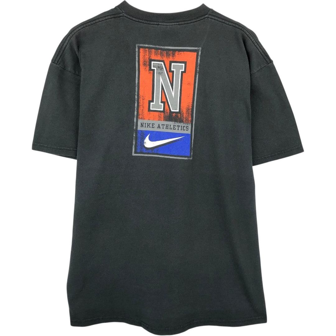 90'S - Vintage Nike logo print T-shirt, men's size L cotton Charcoal Vintage Second Hand
