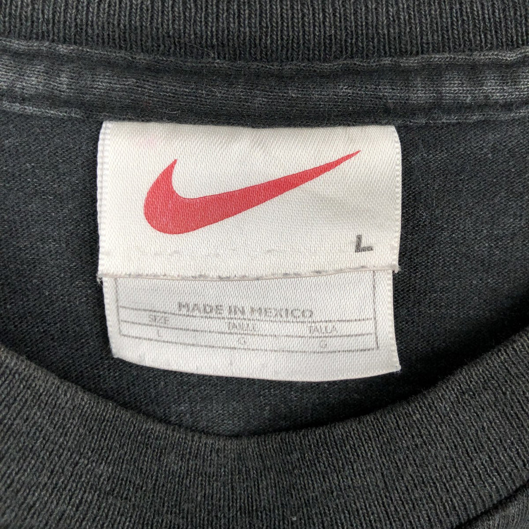 90'S - Vintage Nike logo print T-shirt, men's size L cotton Charcoal Vintage Second Hand